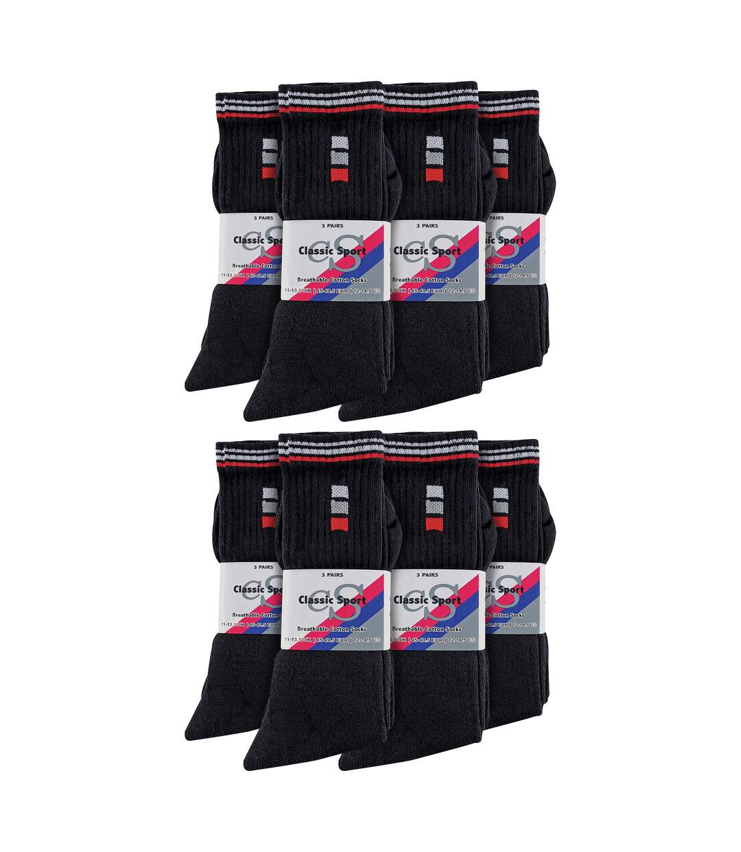 24 Pairs Multipack Mens Classic Sport Breathable Socks-2