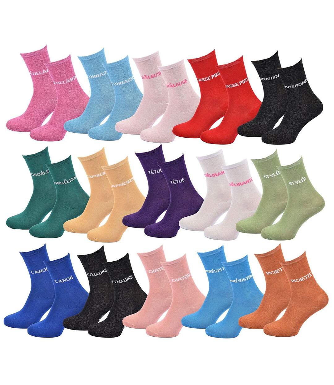 Chaussettes Femme Lurex Message Humoristique Pack de 12 Paires Surprise-2