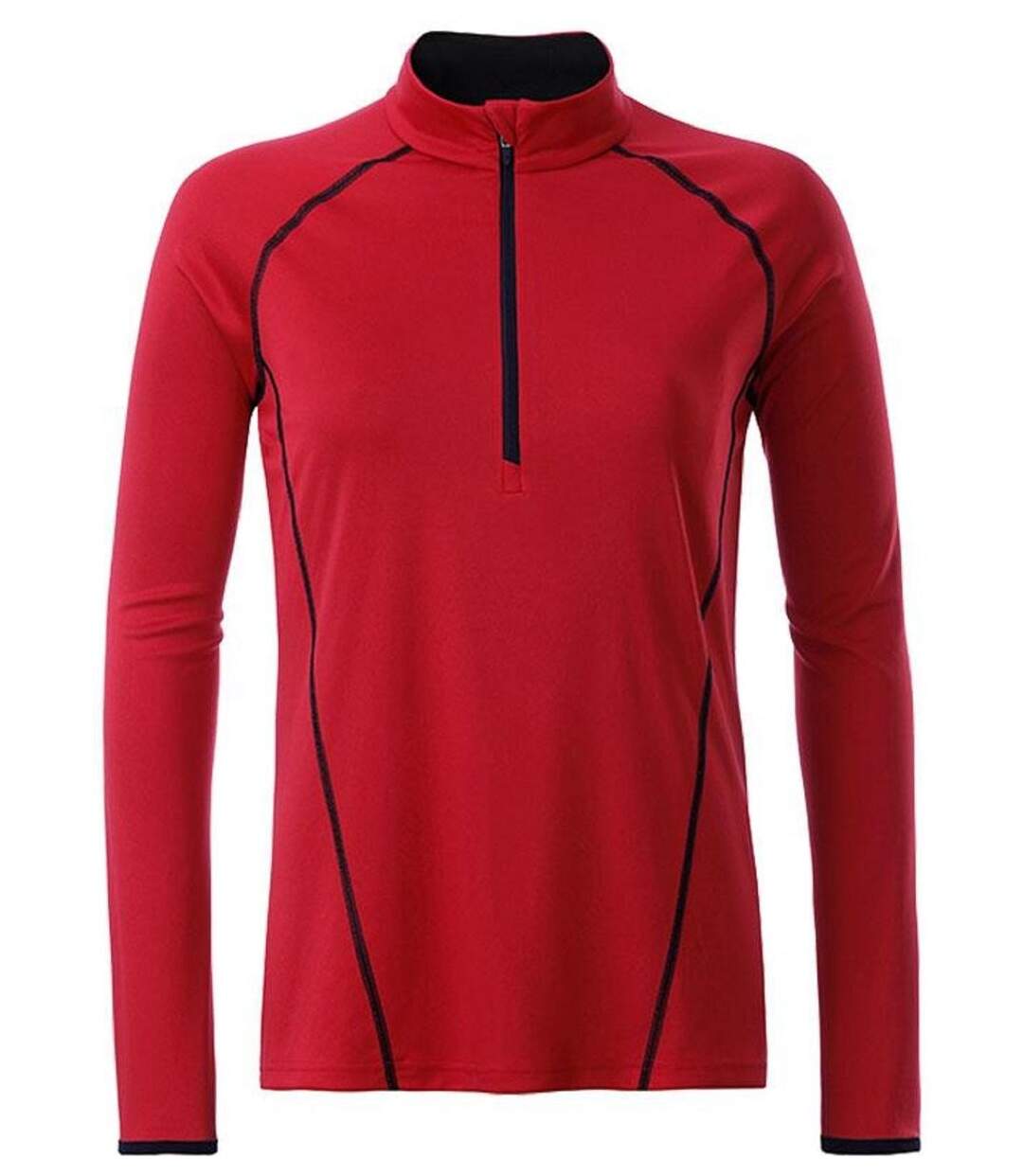 Maillot running respirant manches longues - Femme - JN497 - rouge et noir-1