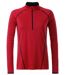 Maillot running respirant manches longues - Femme - JN497 - rouge et noir