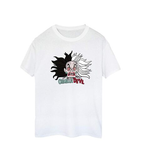 Disney Womens/Ladies 101 Dalmatians Cruella De Vil Crazy Mum Cotton Boyfriend T-Shirt (Blanc) - UTBI47124