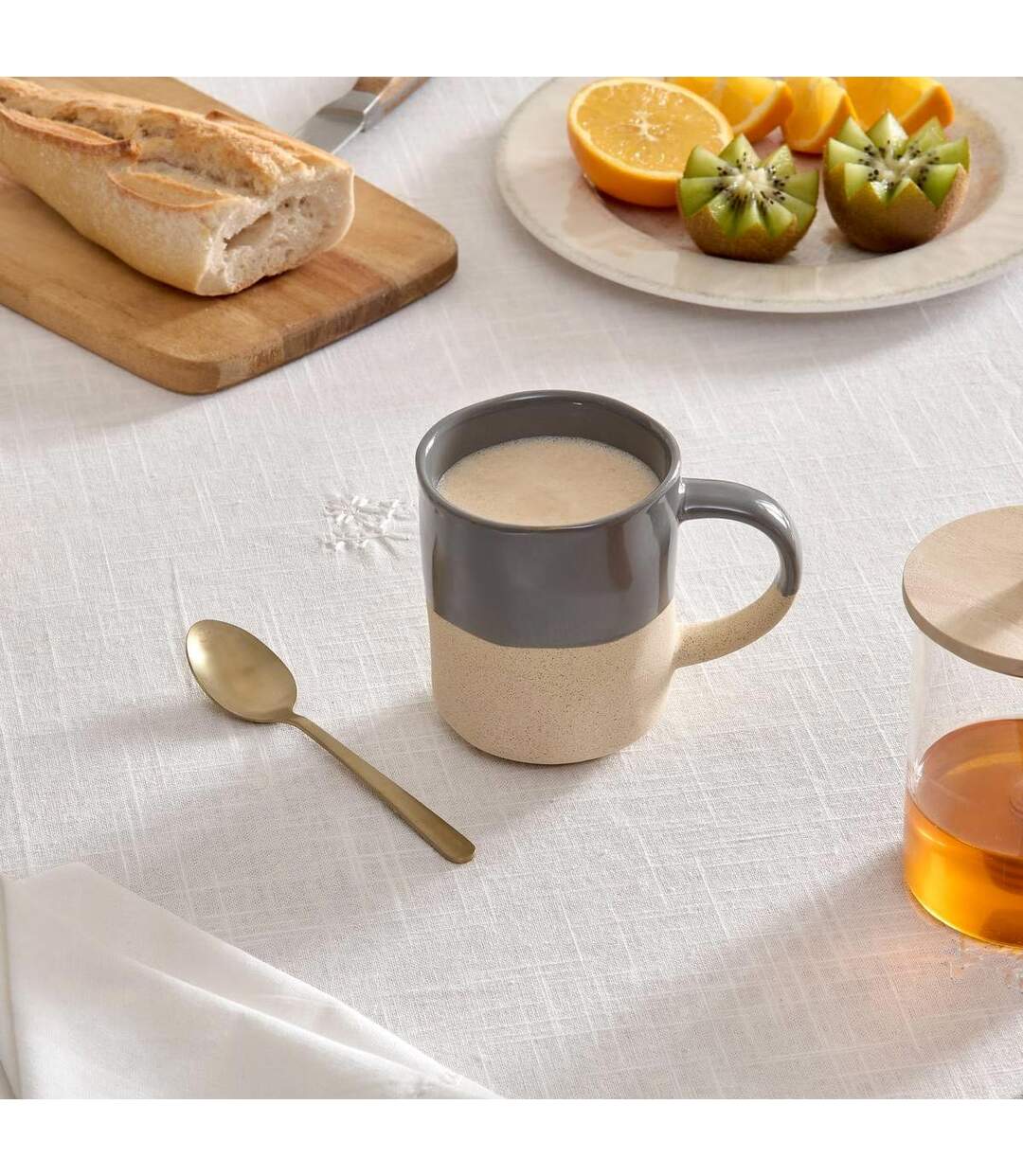 Lot de 6 Mugs en Faïence Kate 34cl Gris-3