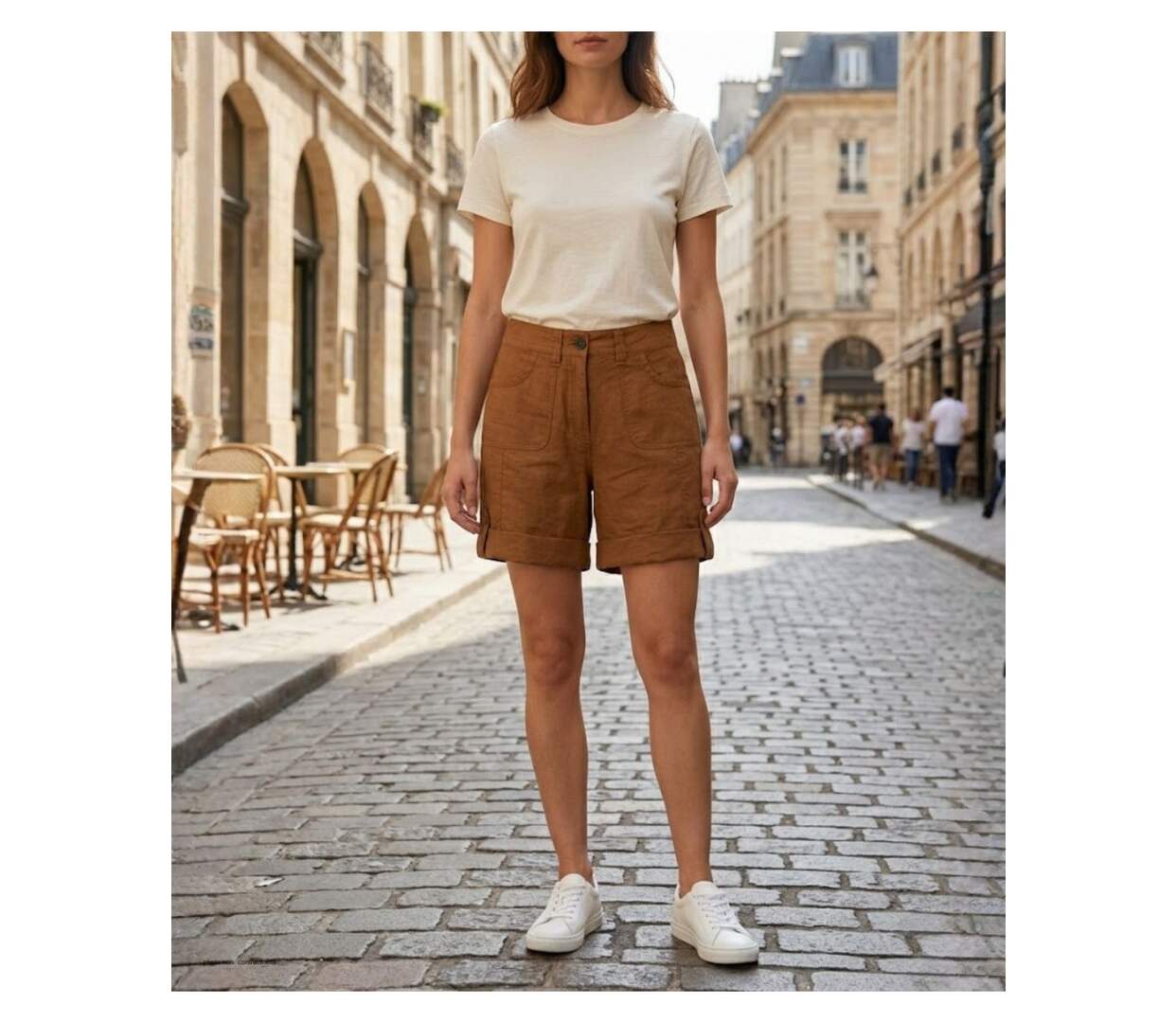 Short en coton et lin Femme MAYFLOWER BOCCAC : la légèreté naturelle à longueur ajustable-5