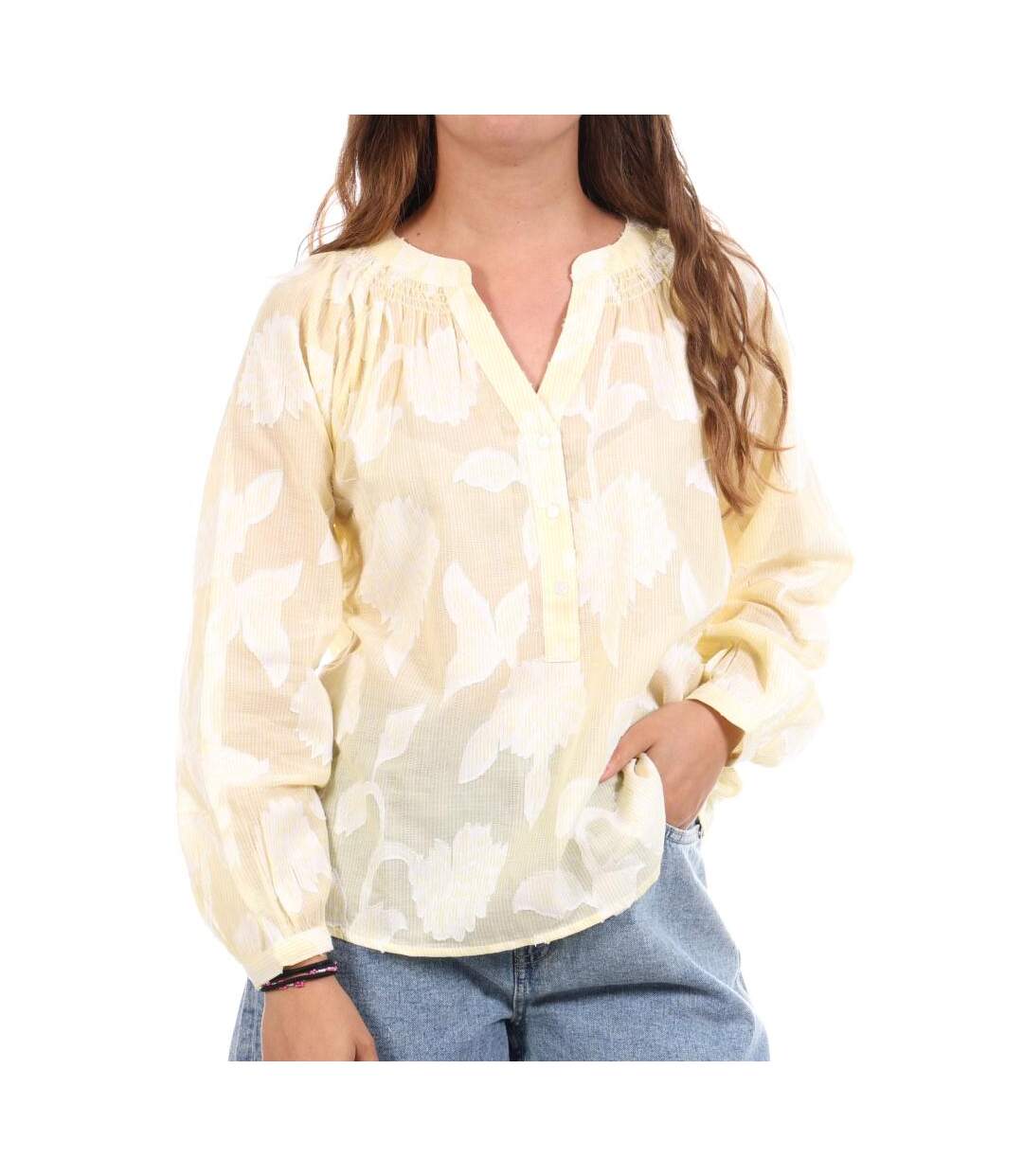 Blouse jaune/blanche femme goa iko-1