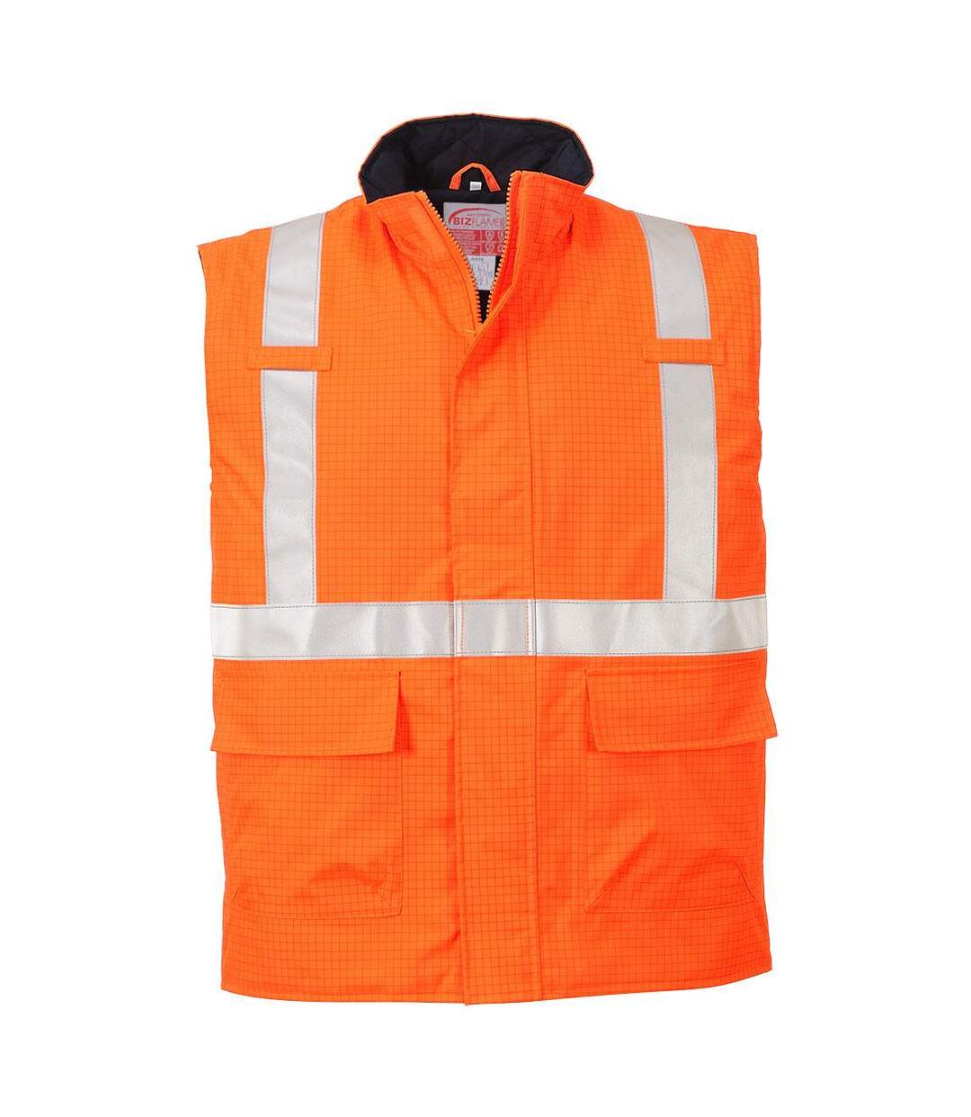 Mens hi-vis bizflame rain anti-static safety gilet orange Portwest-1