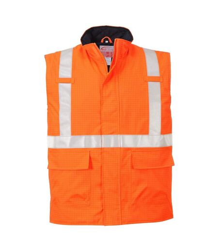Mens hi-vis bizflame rain anti-static safety gilet orange Portwest