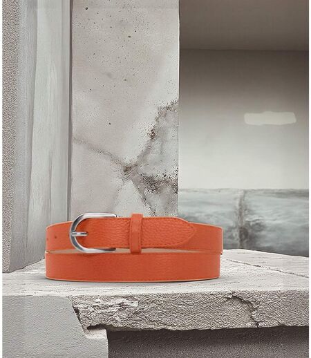 Ceinture en Cuir de Vachette pour Femme - élégance Intemporelle - Couleur orange