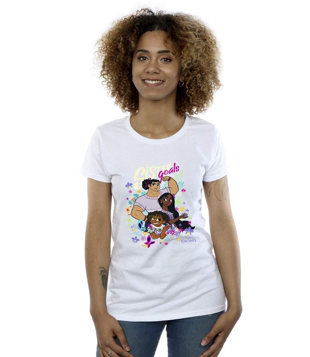 Disney - T-shirt ENCANTO SISTER GOALS - Femme (Blanc) - UTBI19492-2