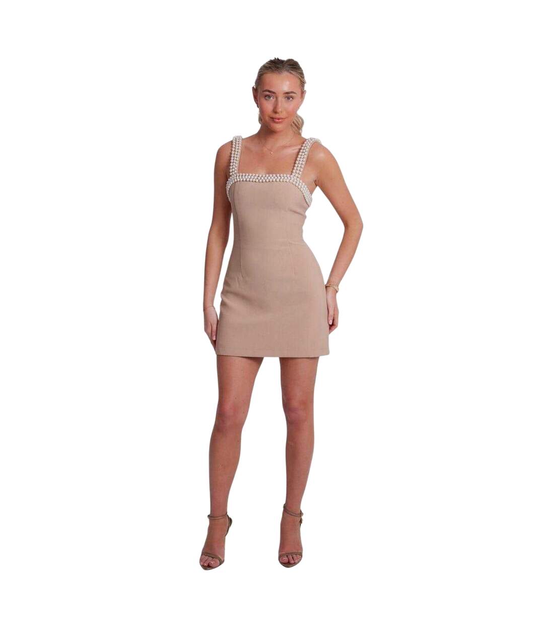 Womens/ladies The Ultimate Pearl Mini Dress Camel Odd Muse-1