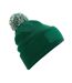 Bonnet Snowstar Unisexe Vert Blanc Beechfield-1