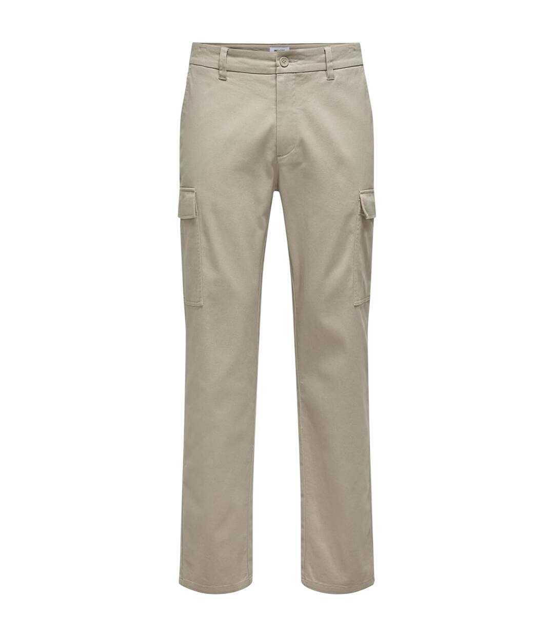 Mens Plain Straight Cargo Trousers Chinchilla Only-2