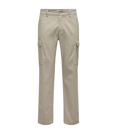 Mens Plain Straight Cargo Trousers Chinchilla Only