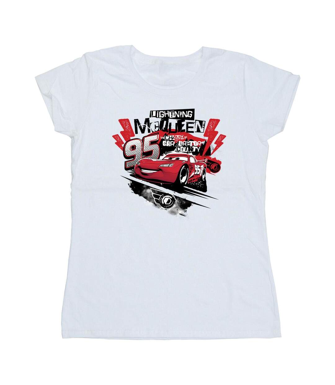 Disney - T-shirt CARS LIGHTNING MCQUEEN COLLAGE - Femme (Blanc) - UTBI13988-1