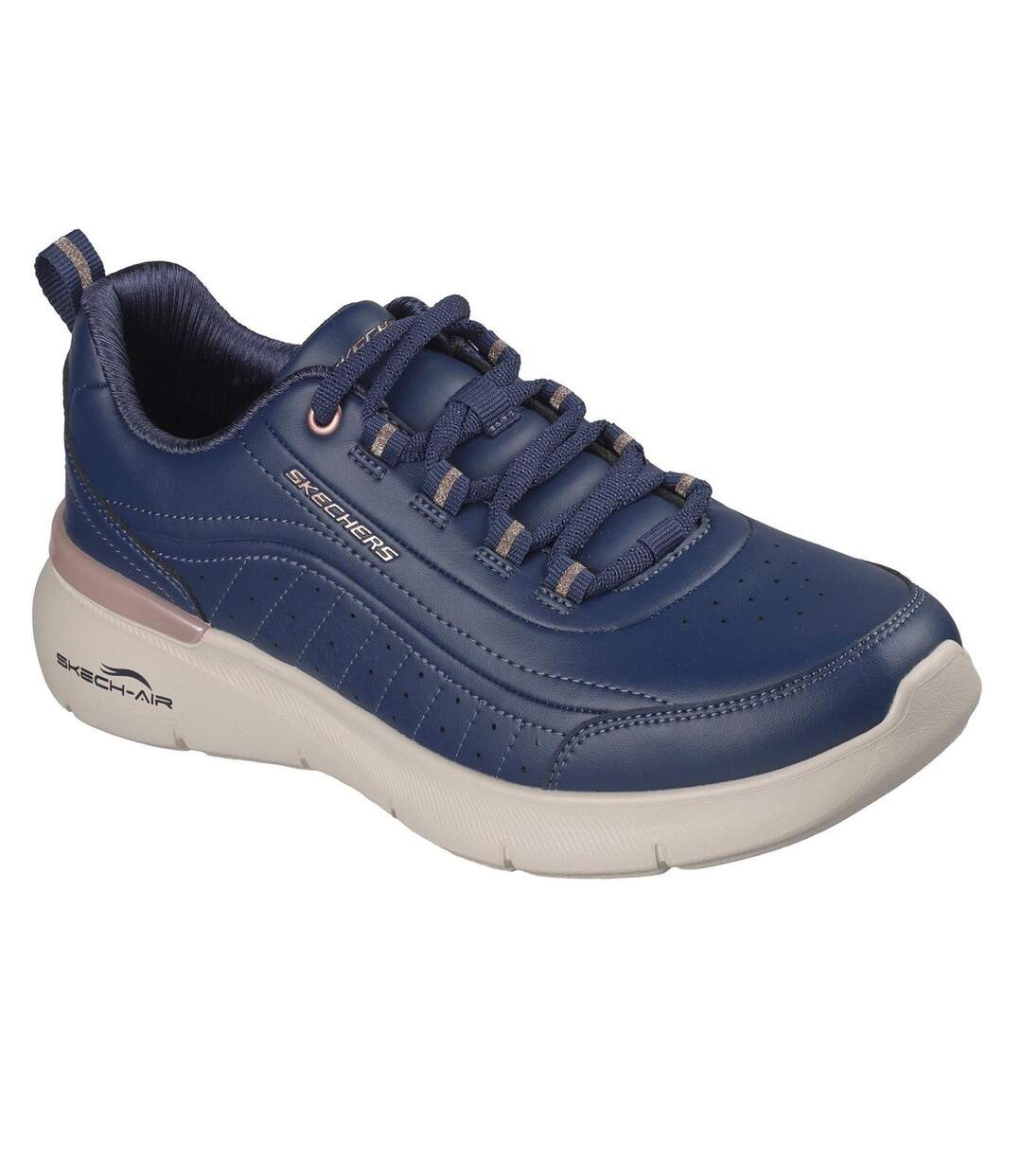 Womens/ladies Sketch-air Dynamight Trainers Navy Rose Gold Skechers-1