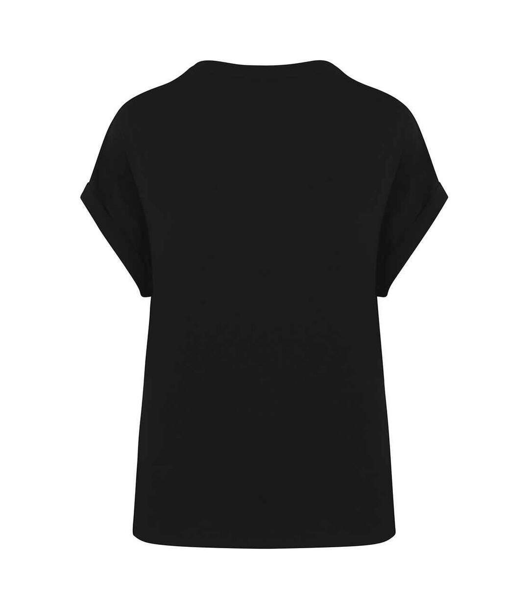 Womens/ladies roll sleeve t-shirt black Native Spirit-2