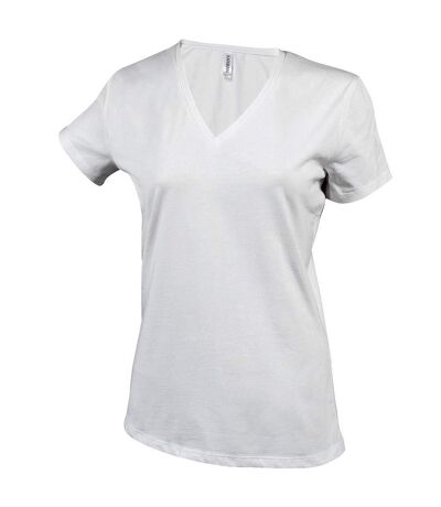 Womens/ladies feminine fit short sleeve v neck t-shirt white Kariban