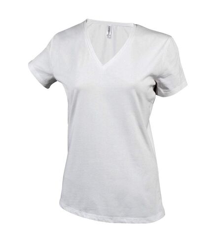 Womens/ladies feminine fit short sleeve v neck t-shirt white Kariban