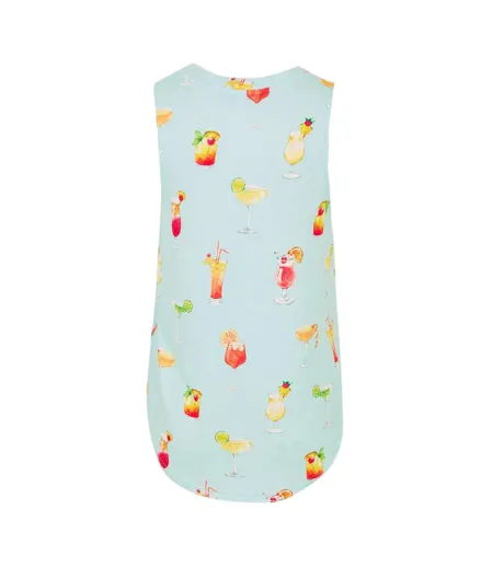 Womens/ladies Let's Drink About It Tank Top Aqua Butter PJ Salvage