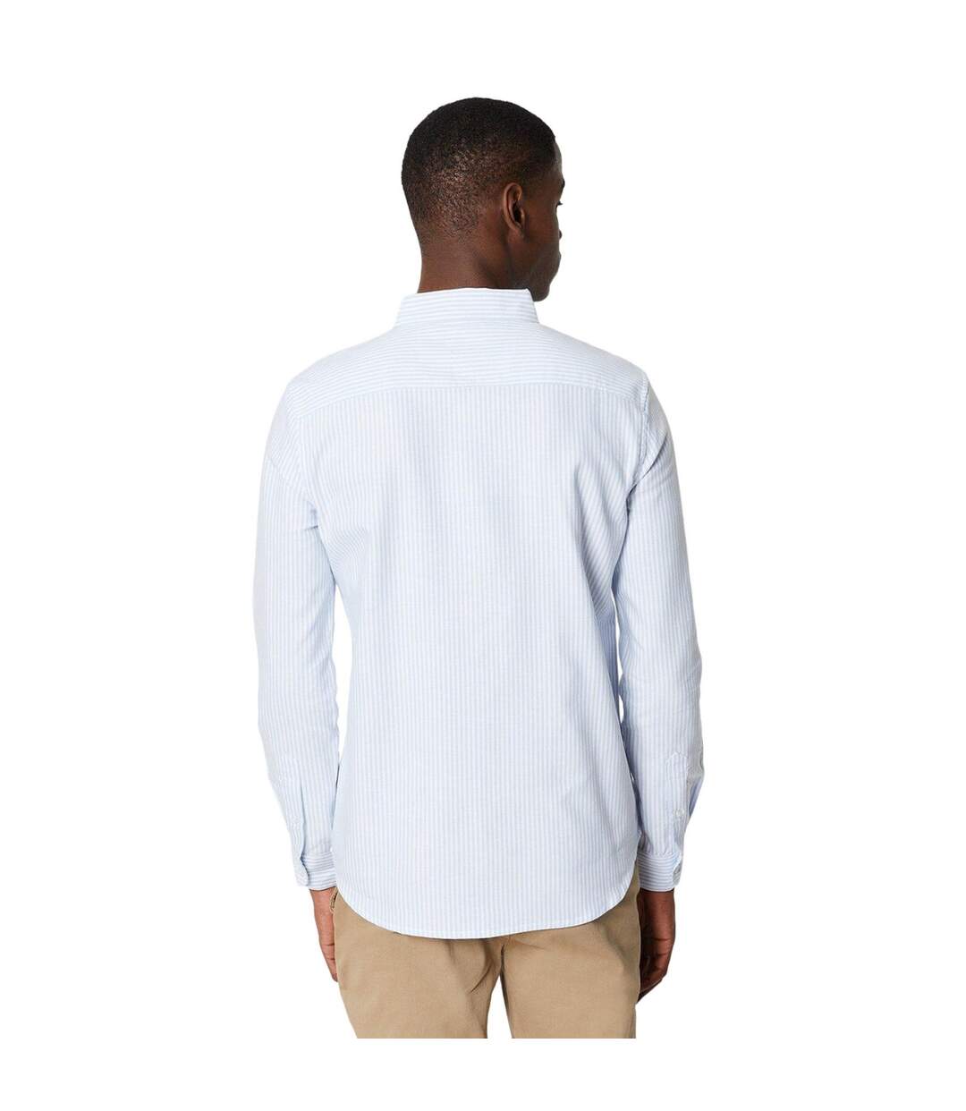 Mens Pinstripe Oxford Long-sleeved Formal Shirt Light Blue Burton-2