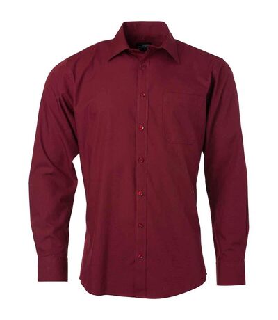 chemise popeline manches longues - JN678 - homme - rouge vin