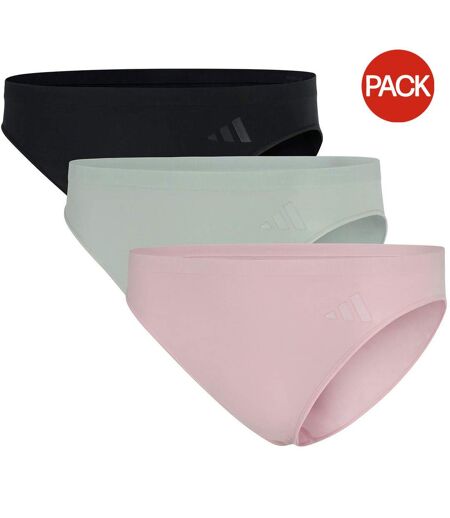 Pack Of 3  Womens/ladies Low Rise Bikini Bottoms  Black Sage Rose Adidas