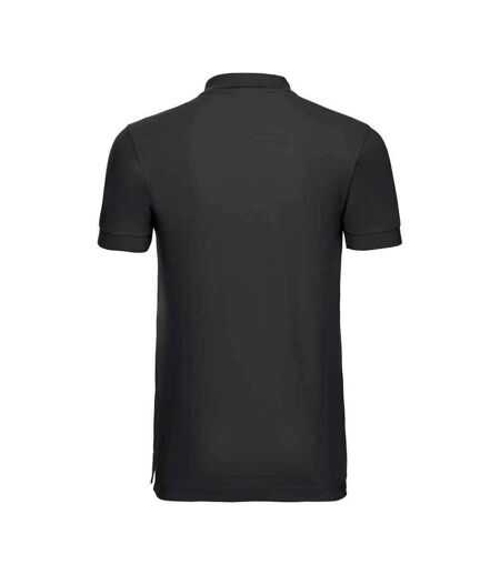 Mens stretch polo shirt black Russell