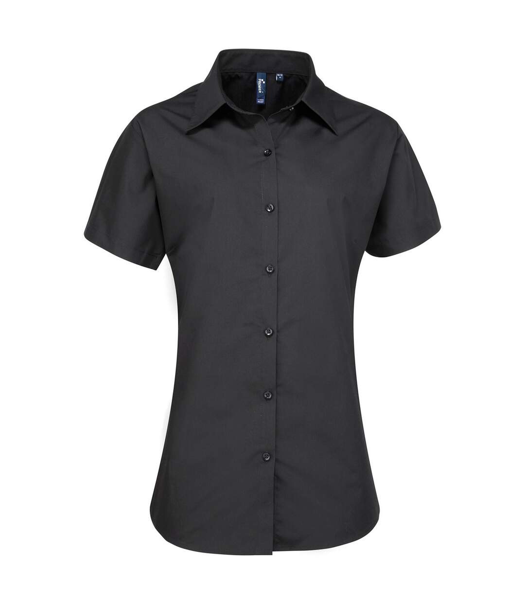 Womens/ladies Supreme Poplin Short-sleeved Shirt Black Premier-2