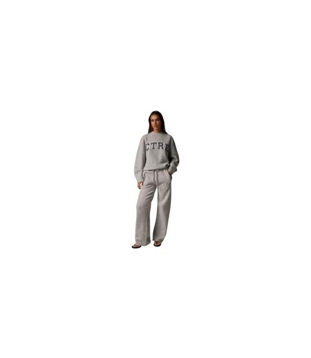 Womens/ladies Club Knitted Crew Neck Jumper Grey Couture