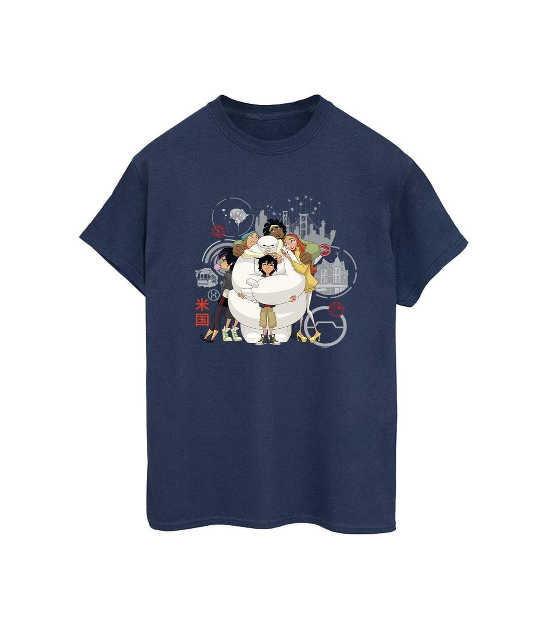Disney - T-shirt BIG HERO BAYMAX GROUP HUG - Femme (Bleu marine) - UTBI15628-1
