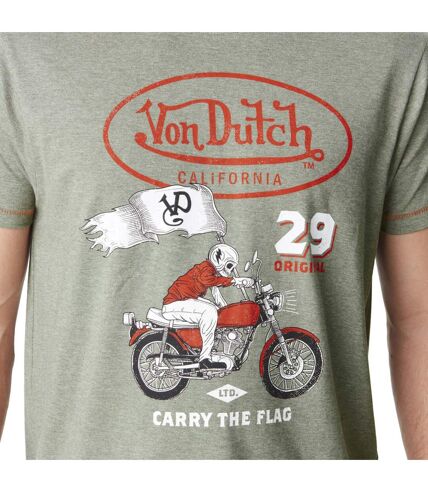 T-shirt homme col rond effet chiné avec print Flag Vondutch