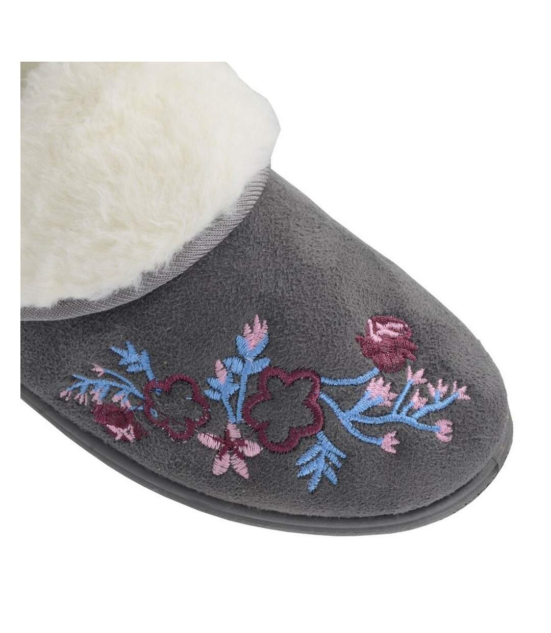 Chaussons Mules Motif/style Floral Clare Femme Gris Sleepers-3