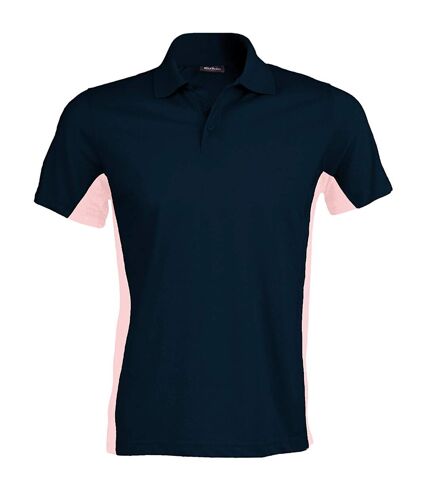 Kariban Mens Short Sleeve Flag Polo Shirt (Dual Color) (Navy/ Pink)