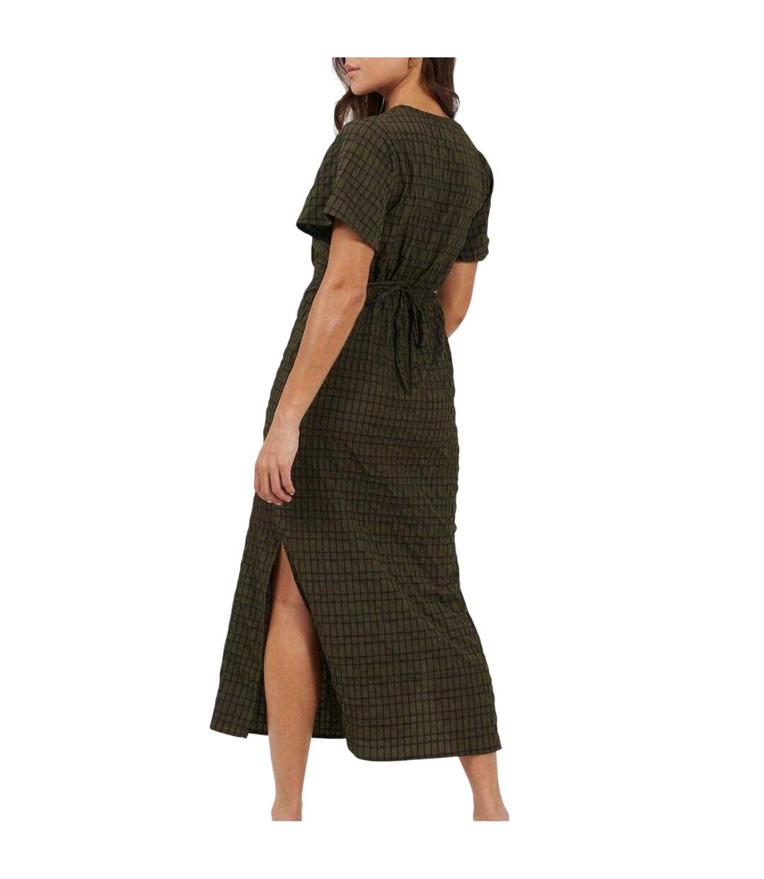 Robe Mi-longue Manches Courtes Femme Kaki Noir Brave Soul-3