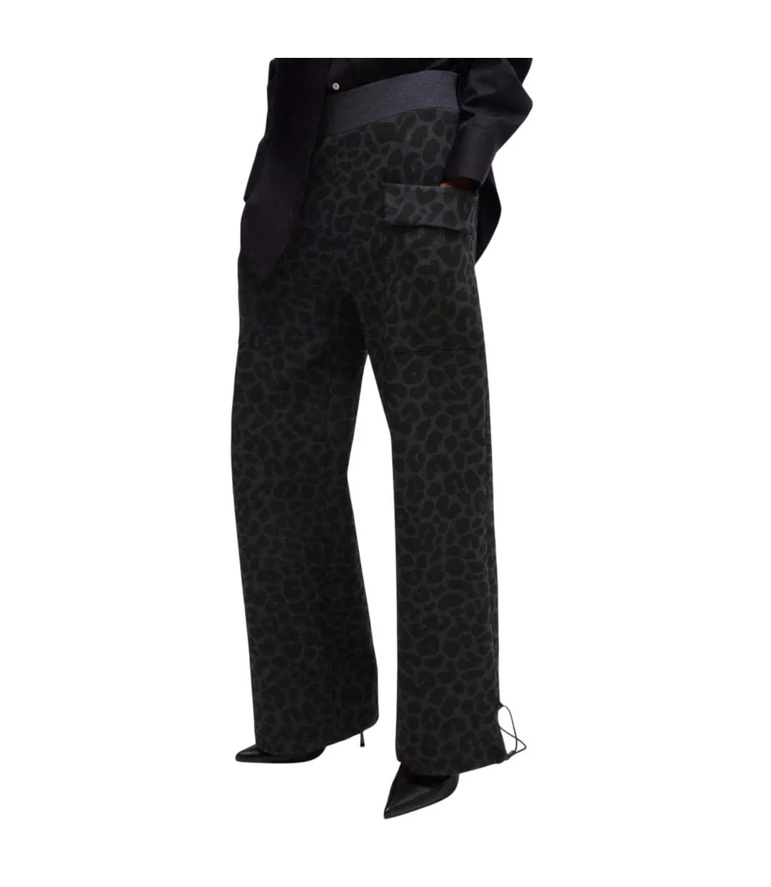 Pantalon De Survêtement Naomi À Imprimé Animalier Femmes/dames Noir Boss-1