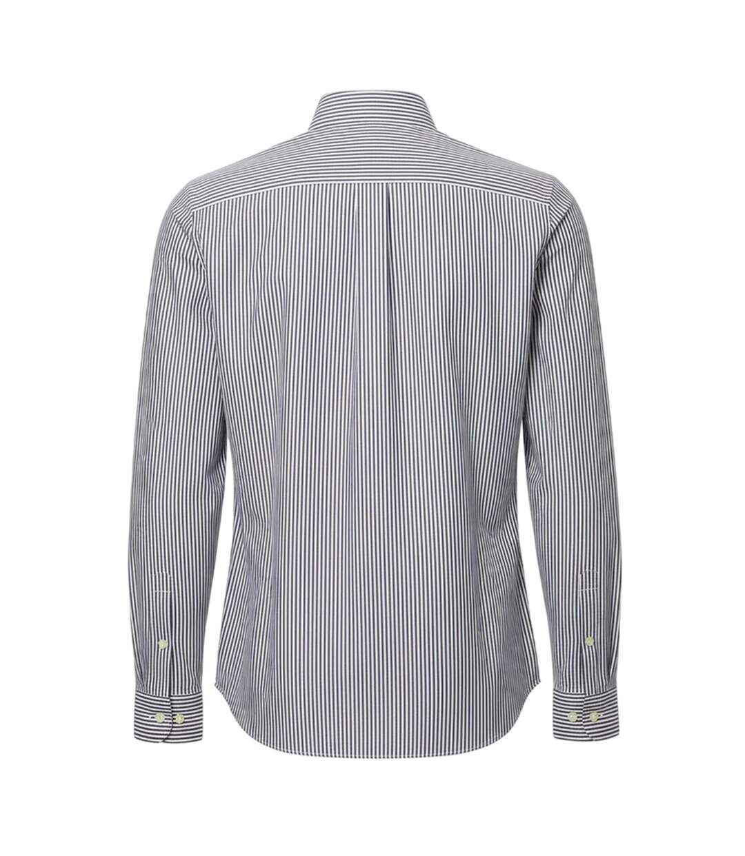 Mens Striped Regular Long-sleeved Shirt White Navy Lacoste-2