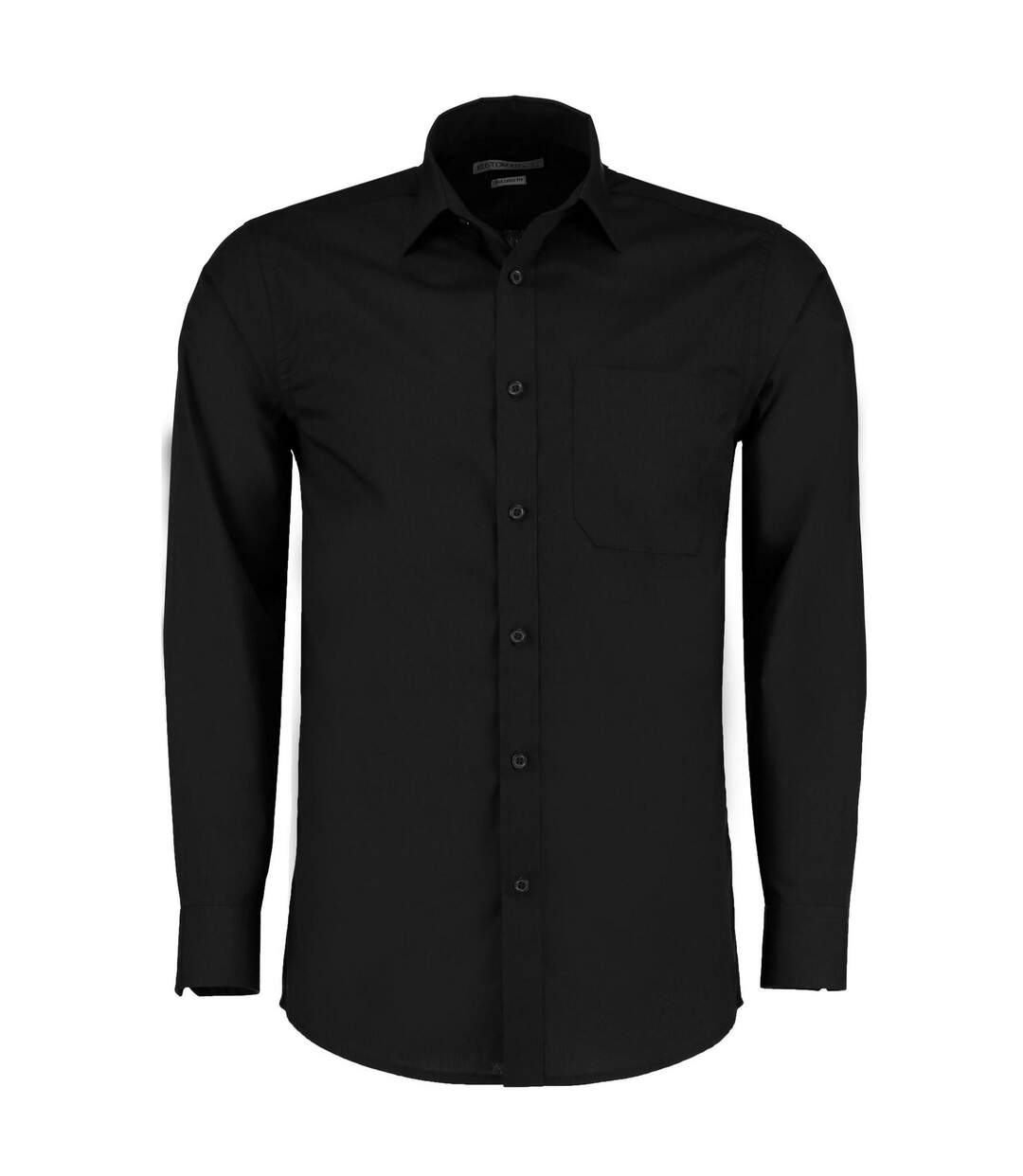 Mens Poplin Tailored Long-sleeve Formal Shirt Noir Kustom Kit-1