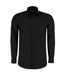 Mens Poplin Tailored Long-sleeve Formal Shirt Noir Kustom Kit-1