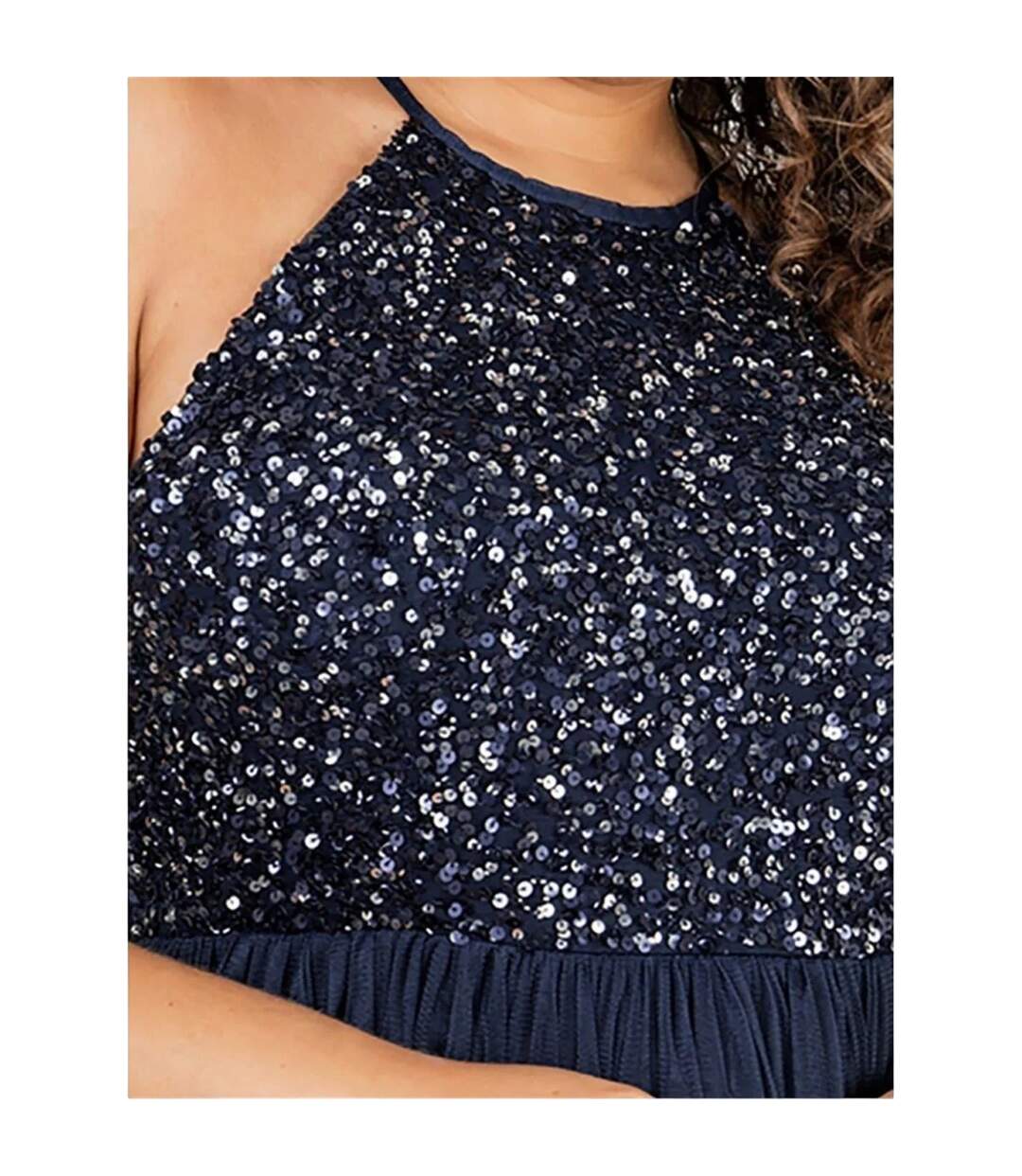 Womens/ladies Sequin Formal Midi Dress Navy Deluxe-4