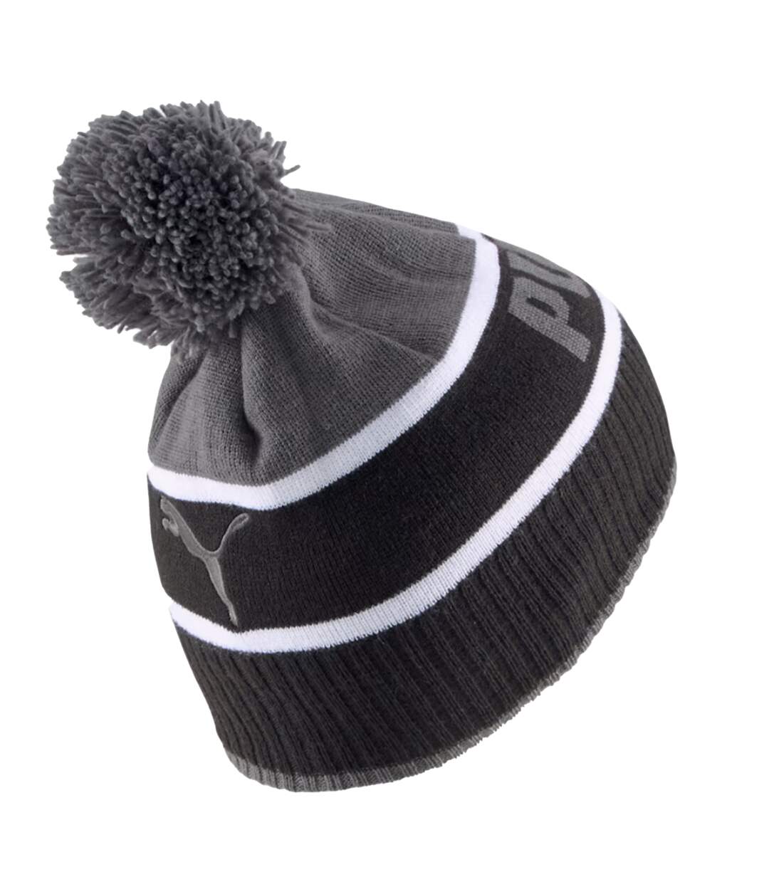 Unisex adult pom pom beanie black/dark shadow Puma-2