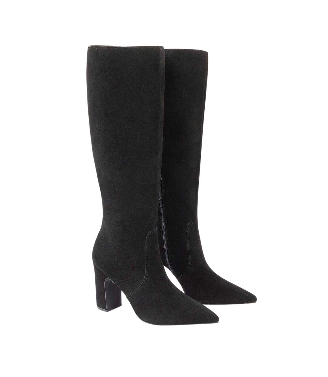 Womens/ladies Suede Block Heel Knee-high Boots Black I Saw It First-4