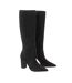 Womens/ladies Suede Block Heel Knee-high Boots Black I Saw It First-4