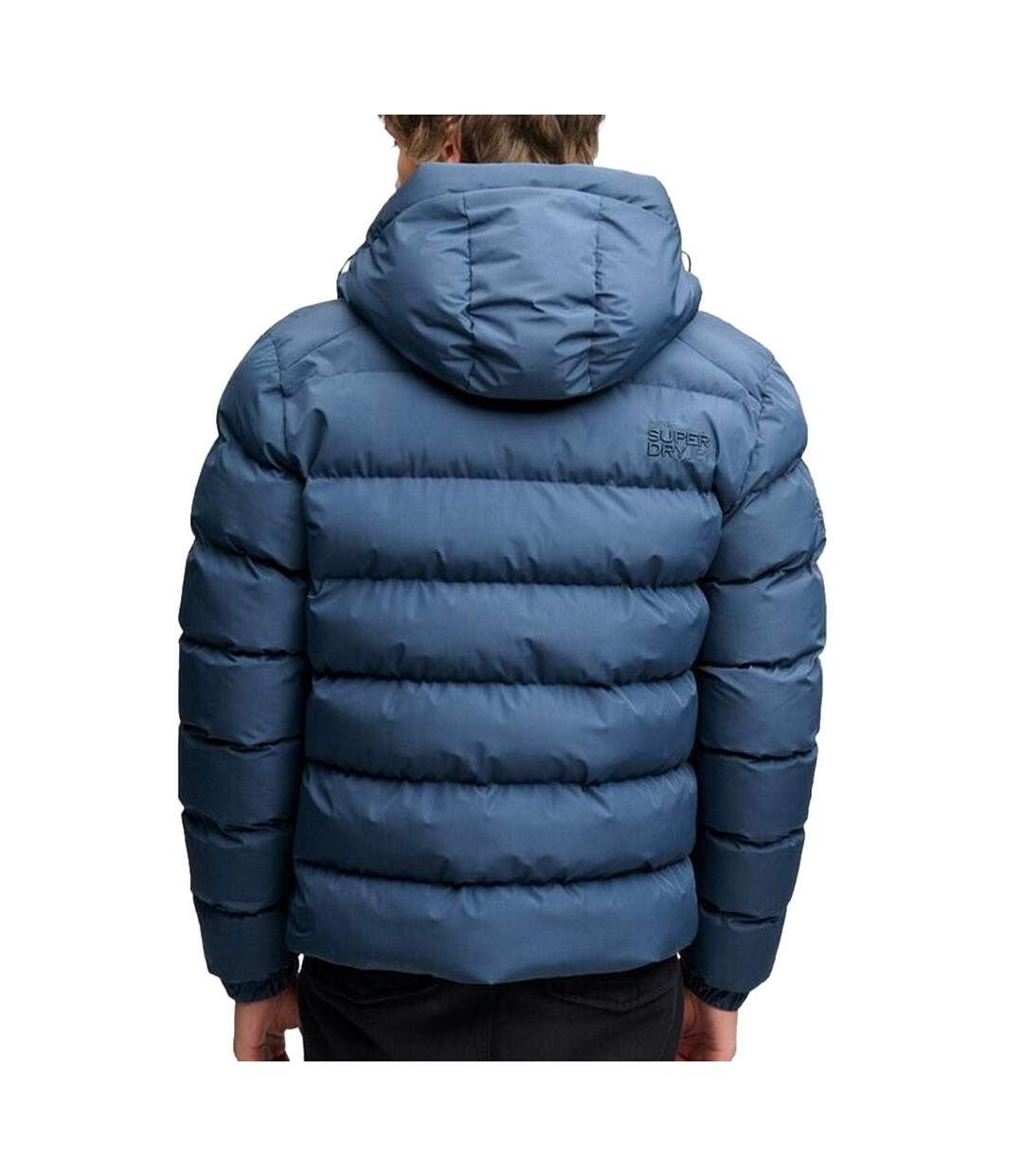 Doudoune bleu acier homme superdry hooded sports-2
