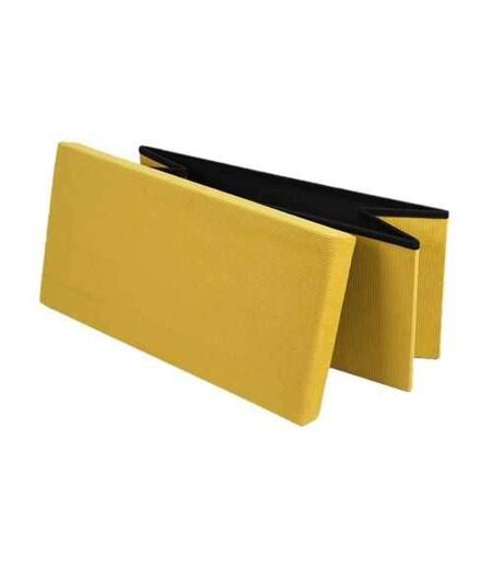 Banc de rangement pliable Kube en velours côtelé - Jaune