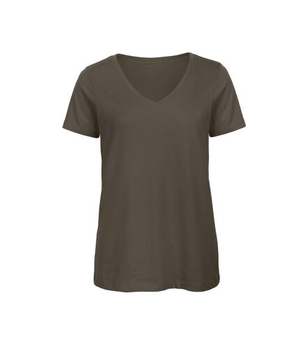 B&C Womens/Ladies Inspire Natural Cotton V Neck T-Shirt (Khaki) - UTRW9114