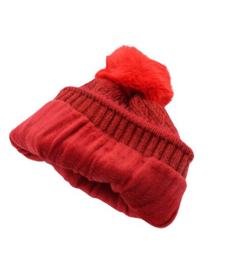 Bonnet femme avec pompon - 100% synthétique - Couleur gris
