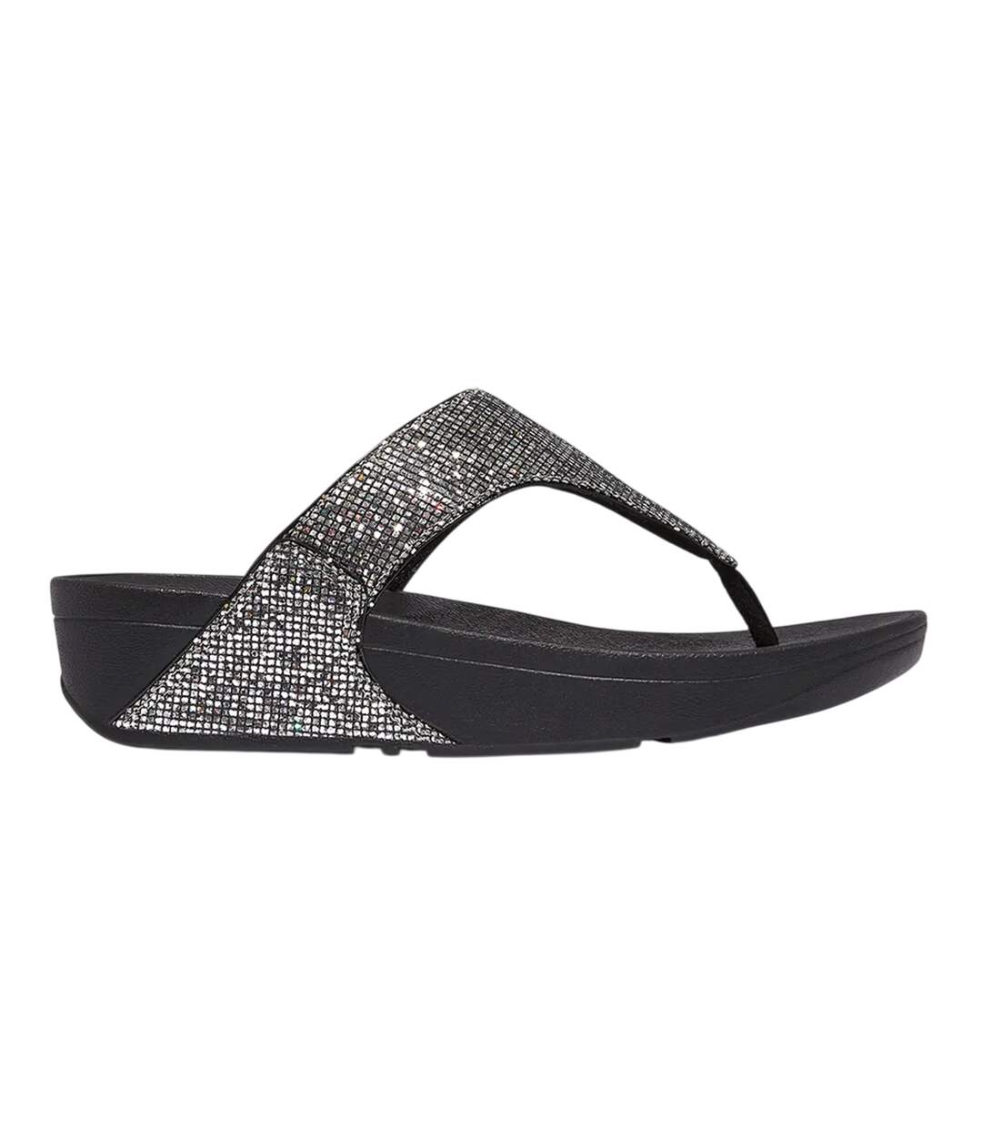 Womens/ladies Lulu Glitterball Toe Post Wedge Sandals Silver Fit Flop-1