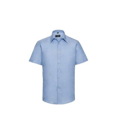 Russell Collection Mens Oxford Tailored Short-Sleeved Shirt (Oxford Blue)