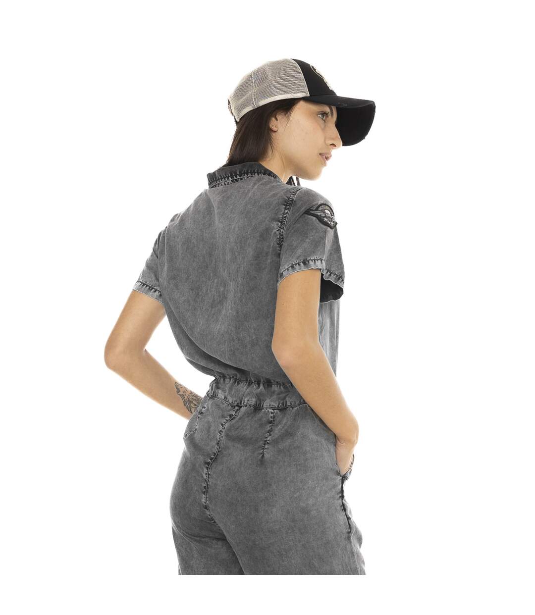 Combi pantalon zippé à manches courtes femme avec patch Original Vondutch-3