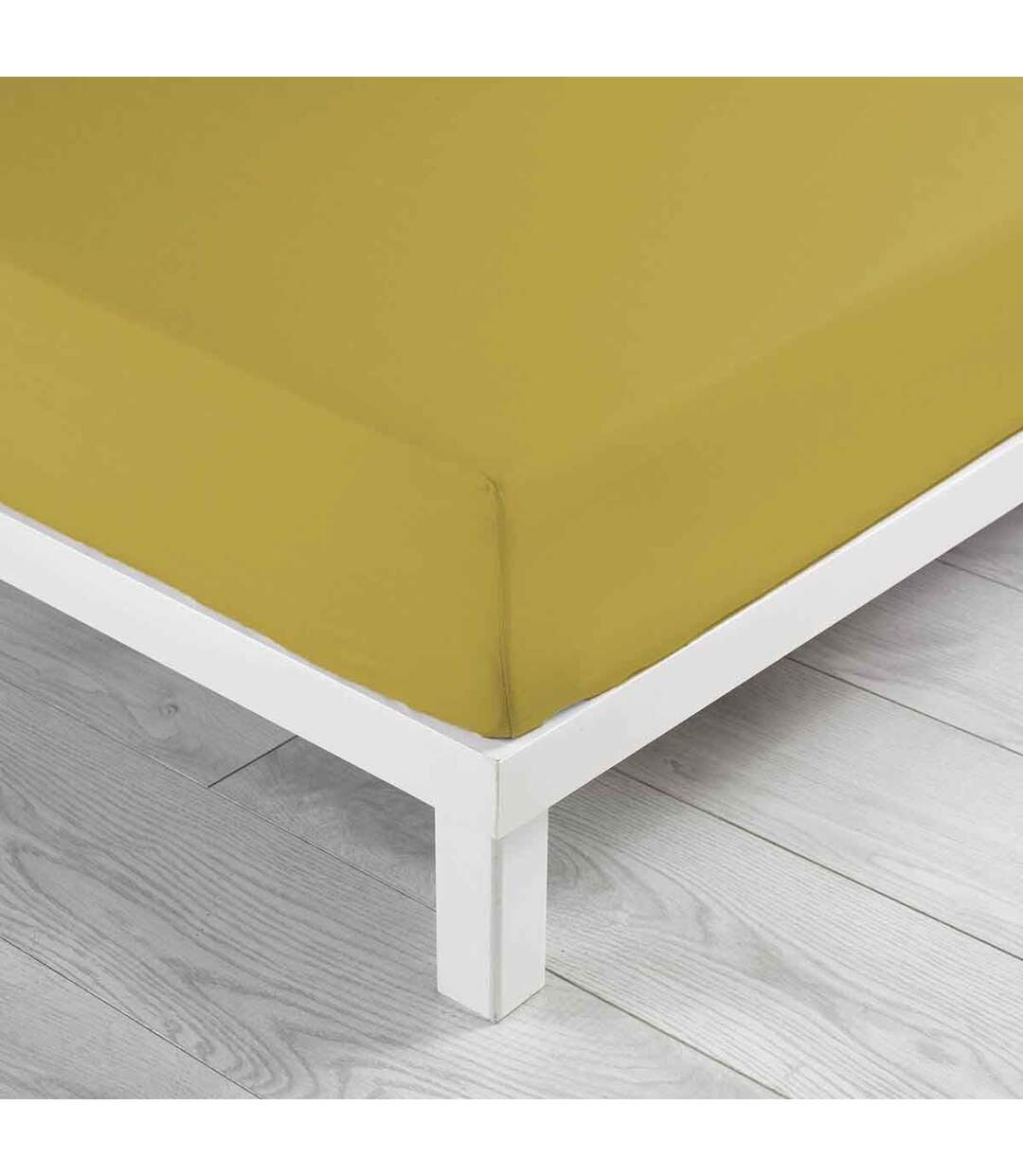 Drap Housse en Coton Linette 160x200cm Jaune-2
