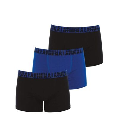 ATHENA Lot de 3 Boxers Homme Coton EASYSPORT Noir Bleu Noir